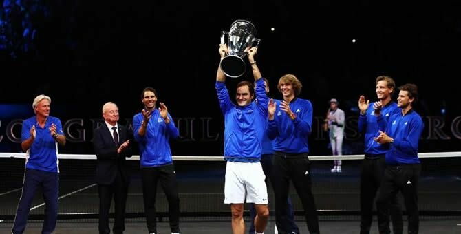 Roger Federer beats Nick Kyrgios in dramatic finale as Team Europe win Laver Cup