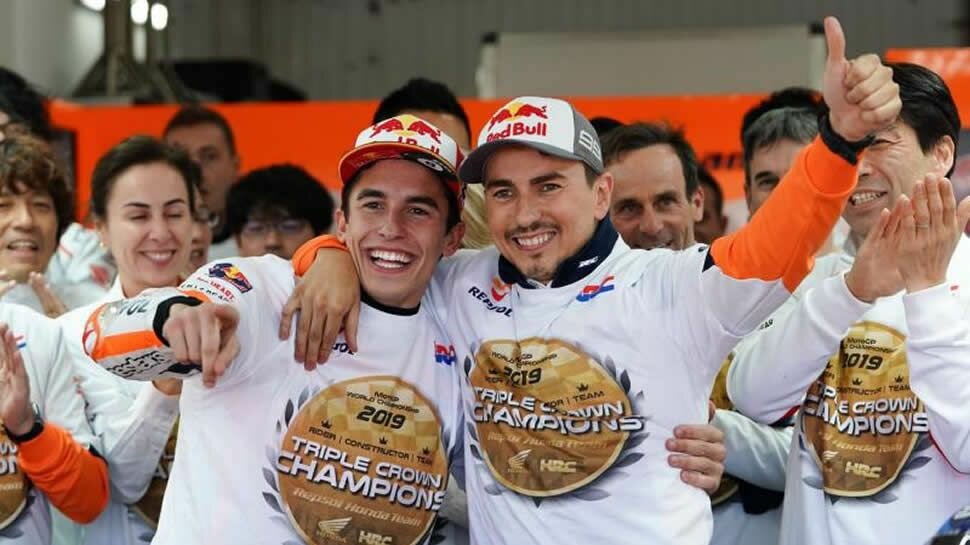 Marquez wins in Valencia to give Honda triple crown