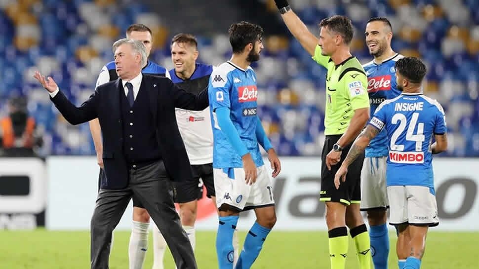 Ancelotti shown red in chaotic Napoli-Atalanta draw